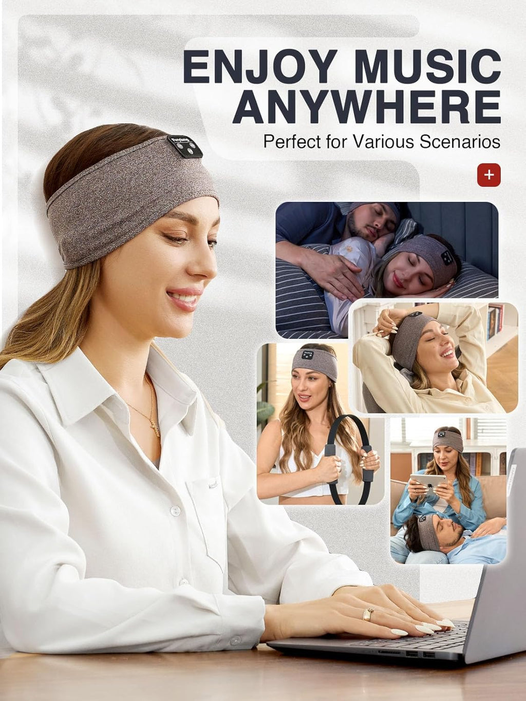 Sleep Headphones Bluetooth Headband, Soft Sleeping Wireless Music Sport Headbands,Long Time Play Sleeping Headsets with Built in Speakers Perfect for Sleep,Workout,Running,Yoga,Travel