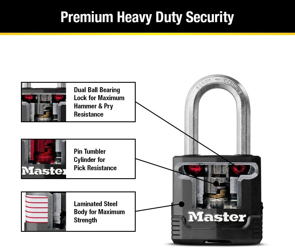 M115XTLF Magnum Heavy Duty Outdoor Padlock with Key, 2 Pack Keyed-Alike